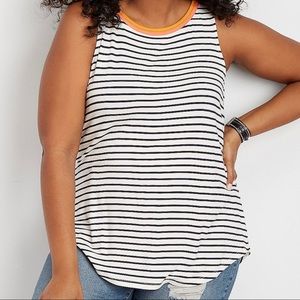 Maurices 24/7 Striped High Neck Tank - Plus Size 2